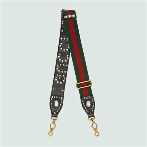 wide studded 'gucci' web shoulder strap|Wide studded 'Gucci' Web shoulder strap.